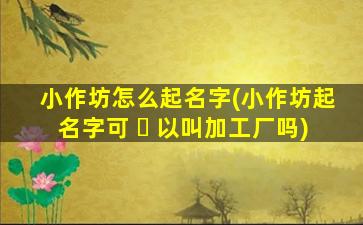 小作坊怎么起名字(小作坊起名字可 ☘ 以叫加工厂吗)